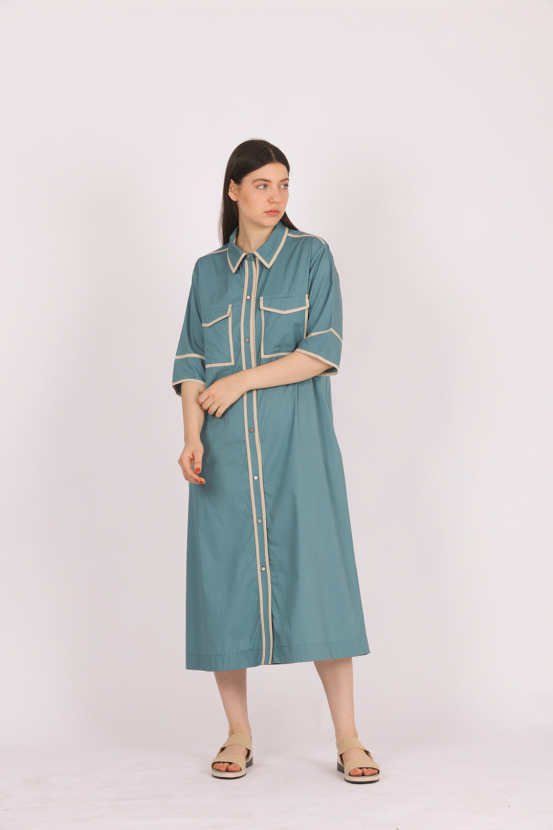 TEAL TRIAL SHIRT DRESS