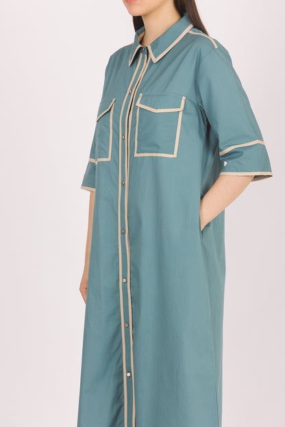 TEAL TRIAL SHIRT DRESS